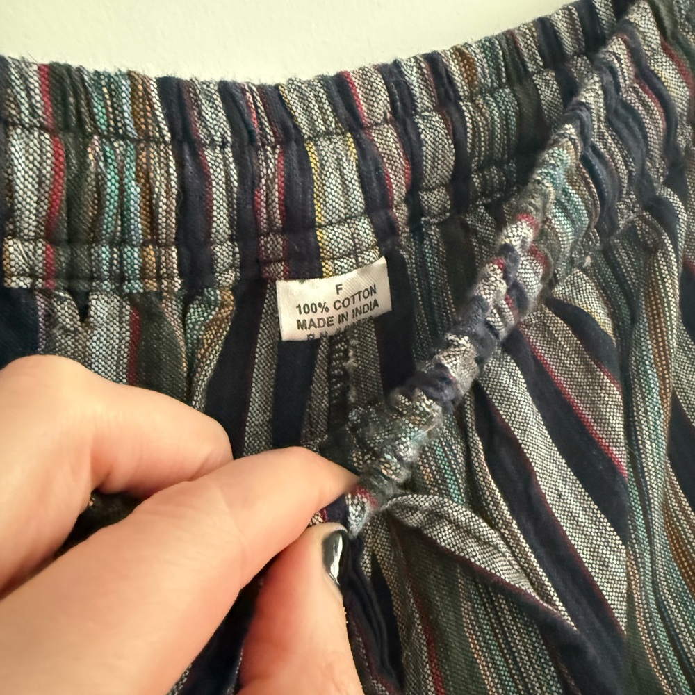 Bohemian Tiered Striped Wide Leg Flowy Pants 100% cotton, like new - Picture 4 of 4